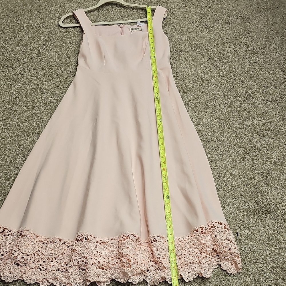 Elegant Pink A-Line Dress with Cutout Hem - Picture 6 of 13